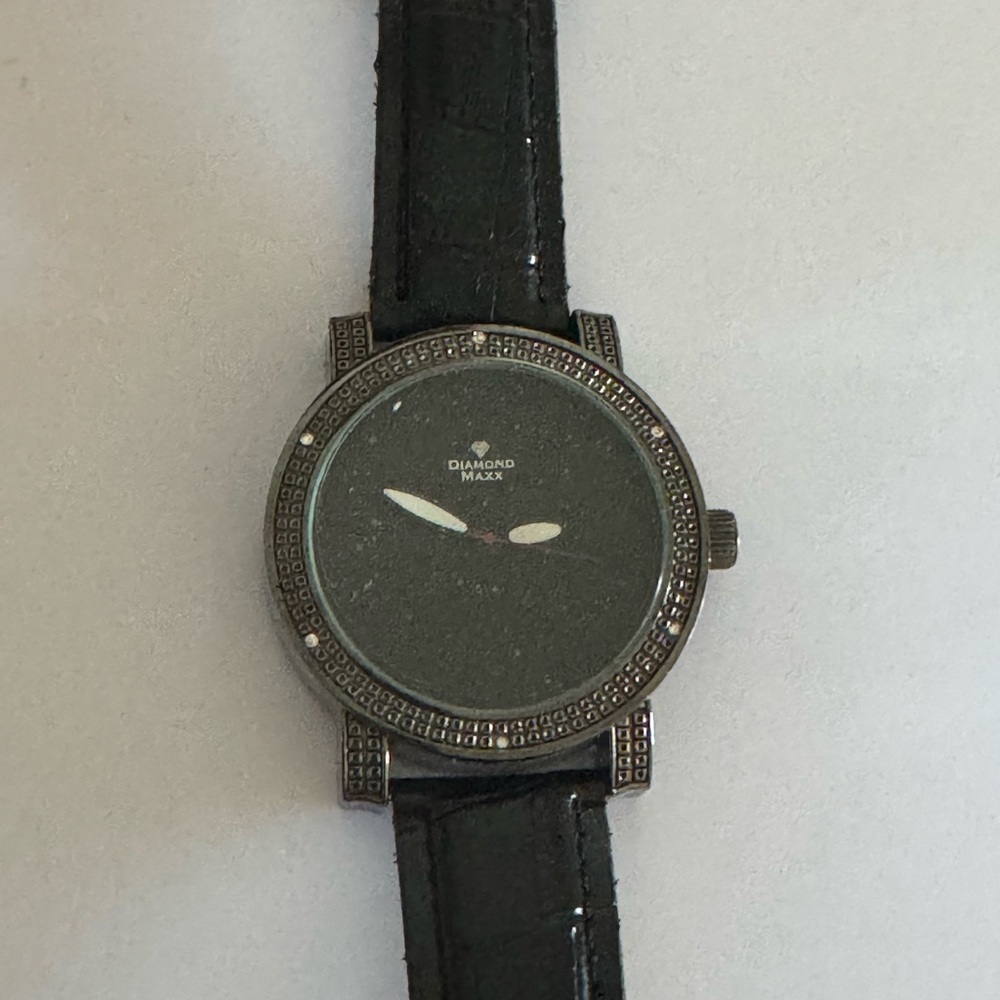 Real Diamond Black and Silver Watch for men, Gift for him, Genuine Diamond Watch - Picture 8 of 8